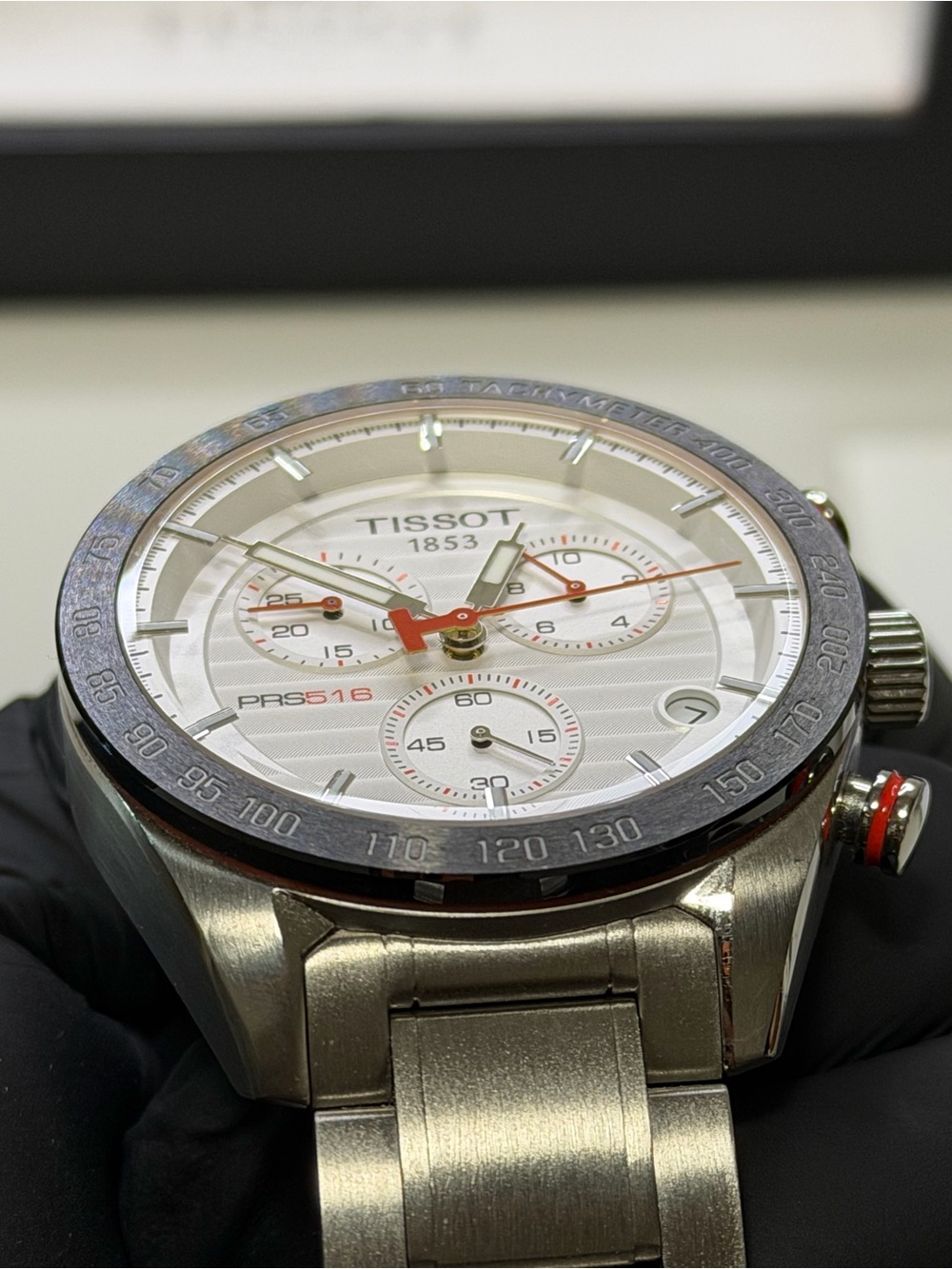 ((SOLD)) Tissot T-Sport PRS516 T100417A Chronograph Date White Dial 42mm Watch - Picture 6 of 15